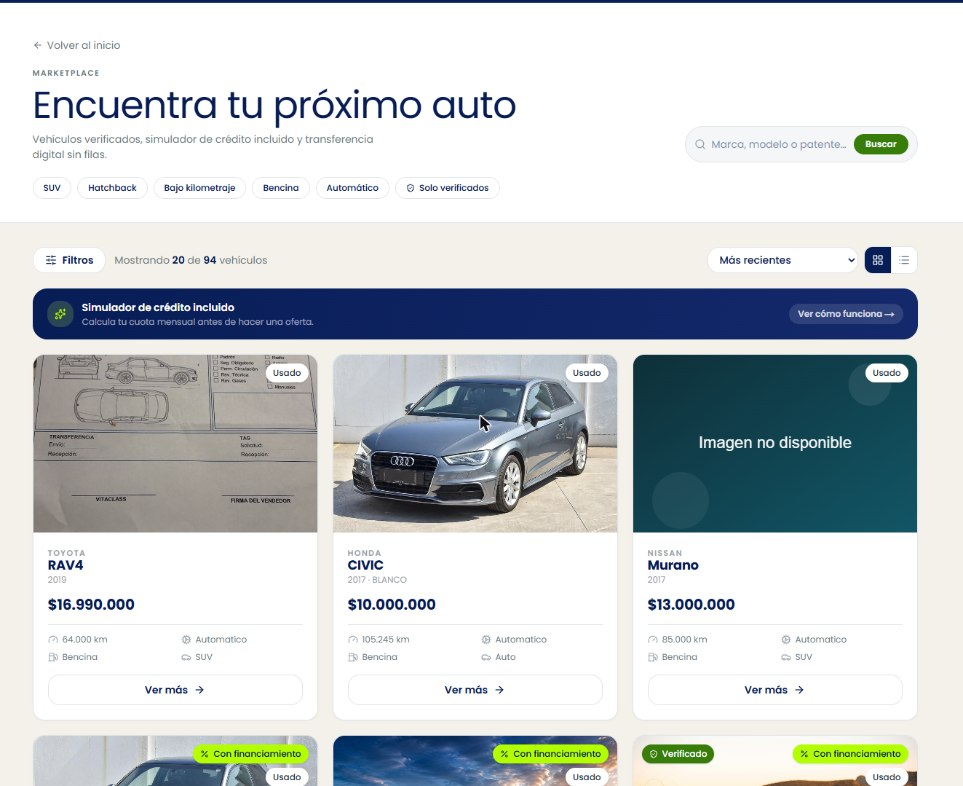Listado de vehículos
