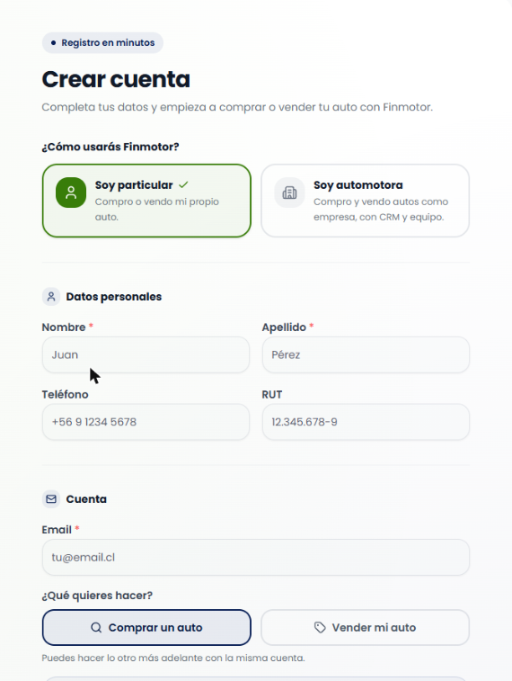 Registro como particular