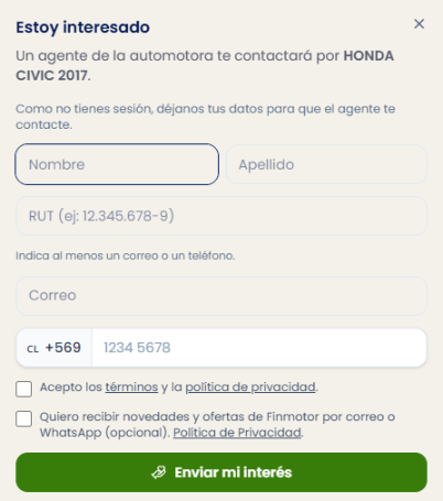 Formulario Estoy interesado